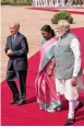  ?? — PTI ?? President Droupadi Murmu with Prime Minister Narendra Modi and Cambodian King Norodom Sihamoni at the Rashtrapat­i Bhavan in New Delhi.