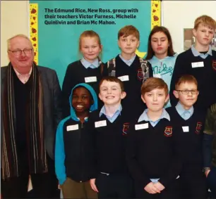  ??  ?? The Edmund Rice, New Ross, group with their teachers Victor Furness, Michelle Quinlivin and Brian Mc Mahon.