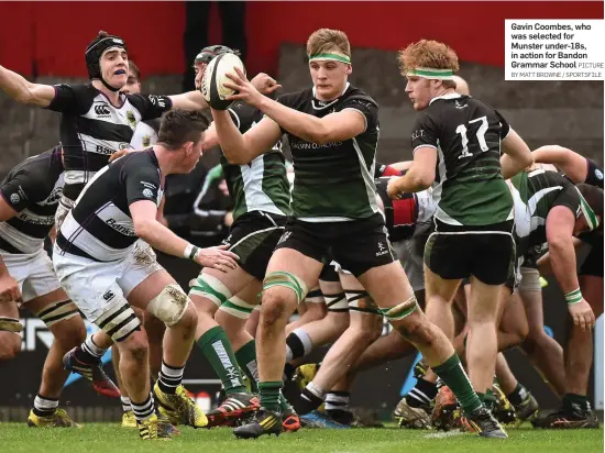  ?? PICTURE BY MATT BROWNE / SPORTSFILE ?? Gavin Coombes, who was selected for Munster under-18s, in action for Bandon Grammar School