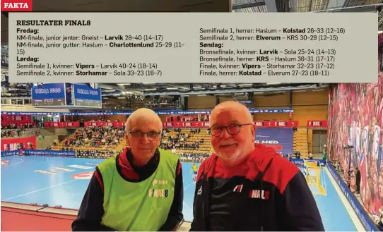  ?? FOTO: MARIUS GUNDERSEN ?? VETERANER: Tore Knutsen (76) og Erik Smedrud (69) syns det er en glede å kunne hjelpe til. Begge mener at arrangemen­tet fungerer bedre enn i fjor.