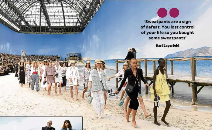  ?? –AFP ?? For one of his last shows for Chanel—Spring-Summer 2019 ready-to-wear in October 2018— Lagerfeld created a beach, complete with an “ocean,” at the Grand Palais in Paris.