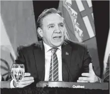  ?? REUTERS ?? Quebec Premier François Legault is pictured during a news conference in Toronto in 2019.