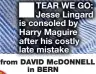  ?? From DAVID MCDONNELL in BERN ?? TEAR WE GO: Jesse Lingard is consoled by Harry Maguire after his costly late mistake