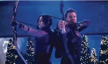  ?? Chuck Zlotnick / Marvel Studios ?? Hailee Steinfeld (left) as Kate Bishop and Jeremy Renner as Clint Barton/Hawkeye in Marvel Studios’ “Hawkeye.”