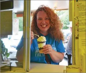  ?? NICHOLAS BUONANNO — NBUONANNO@TROYRECORD.COM ?? Kelly Hammond of Saratoga enjoys an ice cream Saturday at Humpty Dumpty Ice Cream and Subs Saturday.