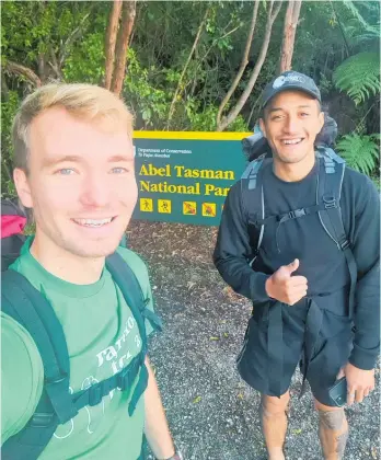  ??  ?? Jack Keeys and Vini Williams walked 100km barefoot for charity in April.