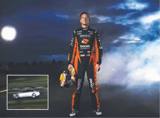  ?? Picture: PHIL HILLYARD ?? Supercars driver James Courtney at Sydney Motorsport Park ahead of the night racing in August and (inset) Courtney in action for Holden.