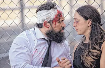  ??  ?? Ezra Colón and Amelia Ampuero star in “Gruesome Playground Injuries” at Duke City Repertory.