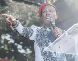  ??  ?? POINTING FINGERS: Julius Malema takes South African men to task.