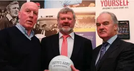  ?? STEPHEN MCCARTHY/SPORTSFILE ?? Dublin GAA legends Brian Mullins, left, Tony Hanahoe, right, and Kerry GAA legend Eoin Liston at the launch of ‘New Ireland presents Heffo’s Army’, a new exhibition in the Little Museum of Dublin