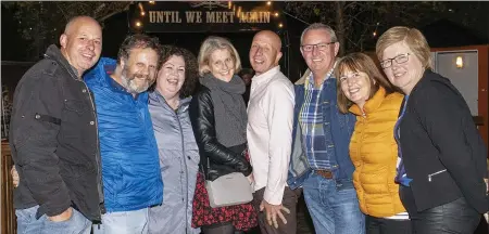  ??  ?? Jack Wright, David Wright, Kathy Wright, Assumpta Carthy, Tony Wright, Nicky Curran, Mary Curran and Anna Wright pictured at the Spiegelten­t for the Coronas show.