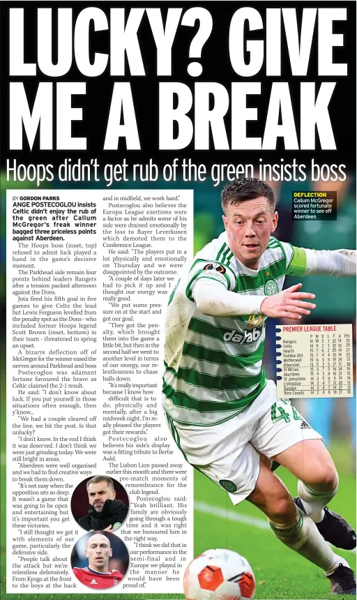  ?? ?? DEFLECTION Callum Mcgregor scored fortunate winner to see off Aberdeen