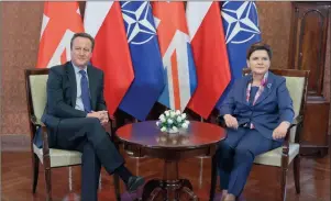  ?? PICTURE: EPA ?? Polish Prime Minister Beata Szydlo and British Prime Minister David Cameron at a meeting in Warsaw, Poland yesterday. They discussed the political situation after the Brexit referendum, rights of Poles in Great Britain and Polish-British co-operation...