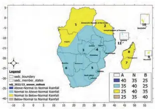  ?? ?? Seasonal outlook for Nov-Dec-Jan 2022/23. Source: Sadc