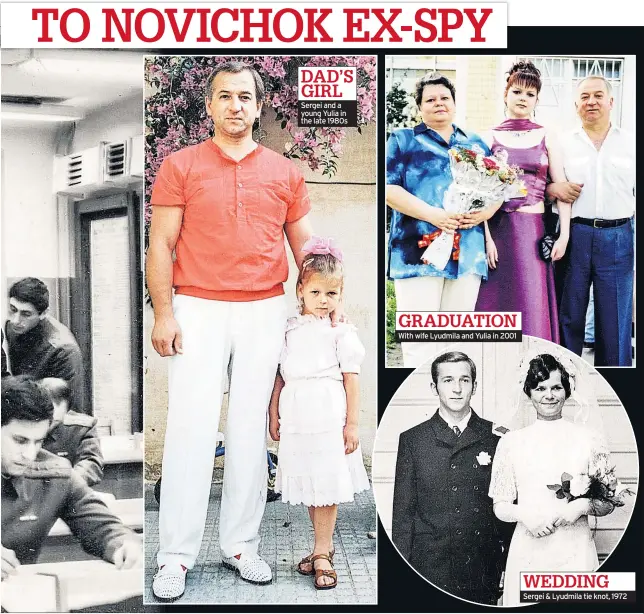  ??  ?? Sergei and a young Yulia in the late 1980s With wife Lyudmila and Yulia in 2001 Sergei &amp; Lyudmila tie knot, 1972