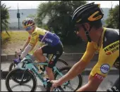  ??  ?? TRAINING Slovenia’s Primoz Roglic, center, rides with teammates during a training session in Nice, southern France, on Friday ahead of today’s start of the Tour de France.