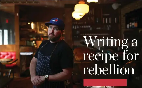  ?? COLE BURSTON PHOTOS/TORONTO STAR ?? Chef Kris Schlotzhau­er of Enoteca Sociale, near Dundas and Ossington, has departed from industry convention by paying his kitchen staff hourly and limiting the number of hours and days they work per week.