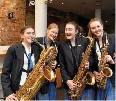  ??  ?? Having fun together at the eisteddfod are (from left) Sophie Kristensen, Courtney Johnson, Rachel Peake and Savannah Hayes.