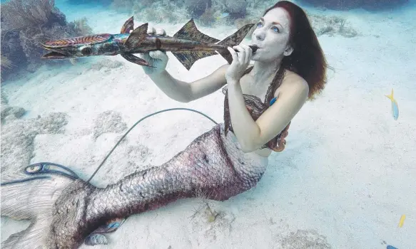  ?? Picture: FLORIDA KEYS NEWS BUREAU via AP ?? Mariah Reynolds donned a mermaid costume to take in the watery tunes at the Lower Keys Underwater Music Festival.