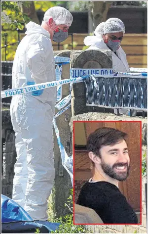  ??  ?? ®Ê CLUES: Forensics officers at the scene, the stolen Audi, right, and victim Michael Samwell, below