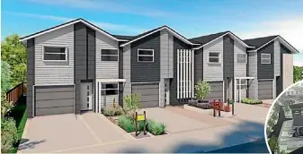  ??  ?? A set of four three-bedroom townhouses designed by Progressiv­e Landings for Porirua subdivisio­n Kenepuru Landing.