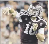  ?? THOMAS B. SHEA/
GETTY IMAGES ?? Texas A&M quarterbac­k Kyle Allen said you can’t beat
the SEC’s road atmosphere. “I think everyone is excited about it just to get out of Texas
and play somewhere else,” he said.