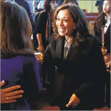  ??  ?? “Healthcare should be a right, not a privilege,” Senator Kamala Harris said at at an Oakland town hall meeting.