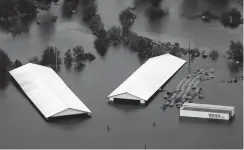  ?? Associated Press ?? ■ Hog farm buildings are inundated with floodwater Sunday near Trenton, N.C.