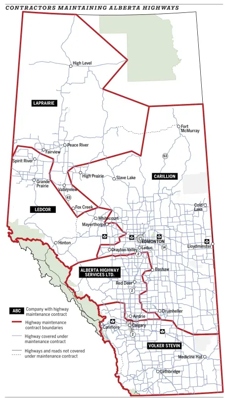  ?? SOURCE: ALBERTA TRANSPORTA­TION LORI WAUGHTAL  POSTMEDIA NEWS ??