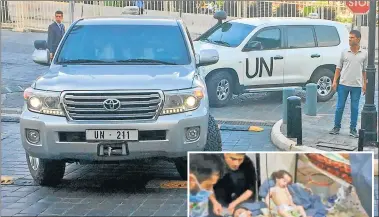  ?? CEDOC PERFIL ?? CONTROL. El equipo de la Agencia de la ONU contra las armas químicas llega a Duma, donde el 7 de abril se denunció un supuesto ataque con cloro que provocó decenas de muertos.