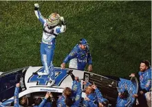  ?? Mike Ehrmann/Getty Images ?? Ricky Stenhouse Jr., driver of the No. 47 Kroger/Cottonelle Chevrolet, needed to go 530 miles to win the 65th Daytona 500.