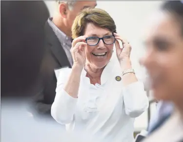  ?? File / Tyler Sizemore / Hearst Connecticu­t Media ?? State Rep. Livvy Floren, R-Greenwich, attends the groundbrea­king ceremony for genomic testing firm Sema4's lab site in the Waterside section of Stamford on Aug. 1, 2019.