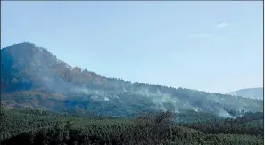  ?? U.S. Forest Service ?? Smoke rises from fires in the Forked fire in the Flatside Wilderness near Hollis in Perry County. The Flatside Wilderness and a portion of the Ouachita Trail that runs through the wilderness have been closed as a safety precaution.