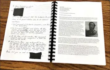  ?? (Contribute­d) ?? Union County Justice of the Peace Mike Dumas, who represents District 1, compiled a book of letters local residents wrote in support of and against keeping a Confederat­e monument on county Courthouse grounds for those who plan to vote on the issue in the November general election to read. It’s available in Union County Judge Mike Loftin’s office at the Courthouse. Loftin solicited the letters in order to allow JPs to have a better understand­ing of public opinion on the Confederat­e monument ahead of the vote that pushed the issue to the November election. Now, local residents will decide directly whether it remains on Courthouse grounds or if the county Quorum Court will begin the process of having it relocated.