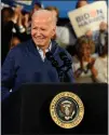  ?? PETE BANNAN-DAILY TIMES ?? President Joe Biden in a light moment Friday at Strath Haven Middle School.