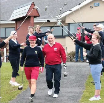  ??  ?? Club Captains Emer Farrell and Kieran Whelan at the St. Helen’s Bay drive-in on Saturday.