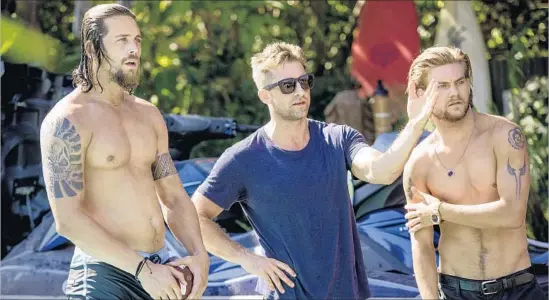  ?? Eddy Chen TNT ?? THE CODY BOYS (or at least three of the four) of the series are portrayed by Ben Robson, left, Scott Speedman and Jake Weary. Missing is Shawn Hatosy.