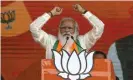  ?? Das/AP ?? India’s prime minister, Narendra Modi, addresses a public rally in Kolkata, India, ahead of state elections. Photograph: Bikas