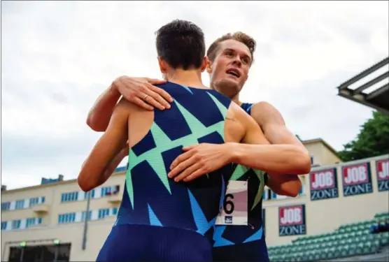  ?? Foto: Vegard Wivestad Grøtt, Bildbyrån ?? Filip Ingebrigts­en ble slått av lillebror Jakob Ingebrigts­en på 800 meter under Boysen Memorial. Jakob overtok også familierek­orden på distansen.