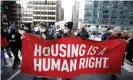  ?? John Lamparski/NurPhoto/ Rex/Shuttersto­ck ?? People march through the streets of New York City last month in support of an extension to the rent moratorium. Photograph: