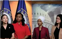  ?? AFP file ?? THE SQUAD: Ocasio-Cortez speaks as Ayanna Pressley, Ilhan Omar and Rashida Tlaib listen during a press conference at the US Capitol in Washington, DC. —