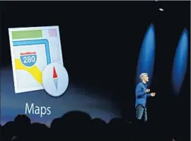  ?? Eric Risberg Associated Press ?? APPLE executive Craig Federighi discusses improvemen­ts to Apple Maps, including public transit directions, at the company’s developers conference Monday.