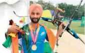  ?? — Twitter ?? Archer Harvinder Singh celebrates his bronze medal in Tokyo on Friday.