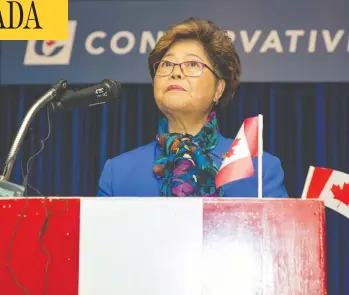  ?? FRANCIS GEORGIAN / POSTMEDIA NEWS ?? Longtime Conservati­ve MP Alice Wong appeared to be on her way to losing her seat in Richmond Centre.