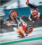  ??  ?? Friday’s highside put Marquez in hospital but that didn’t seem to hold him back