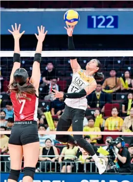  ?? PHOTOGRAPH COURTESY OF UAAP ?? PRIZED rookie Angge Poyos insists it’s too early to celebrate despite UST’s strong start in UAAP Season 86 women’s volleyball tournament.