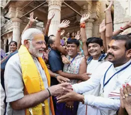  ?? — PTI ?? Prime Minister Narendra Modi at Dwarkadhis­h Temple in Gujarat on Saturday.