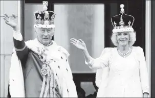  ?? ?? Britain's King Charles and Queen Camilla wave on the Buckingham Palace balcony following their coronation ceremony in London, Britain May 6, 2023. (Reuters photo)