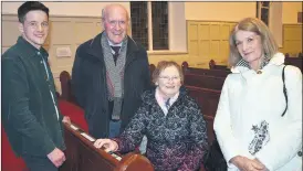  ?? (Pic: John Ahern) ?? Tenor Eoin Hynes (left), in the company of Leo McGrath, Mary McGrath and Eilish Nagle from Doneraile, at last Friday night’s show in St. George’s Arts & Heritage Centre, Mitchelsto­wn.