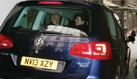  ?? NEIL P. MOCKFORD/GETTY IMAGES ?? Jeremy Corbyn ‘s vehicle hit BBC cameraman Giles Wooltorton on the way into a garage entrance in London Thursday.